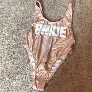 Rose gold bride one piece swim suit